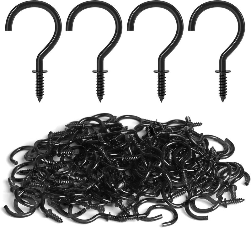 RELBRO Screw Hooks, 1 Inch Metal Screw in Cup Hooks, Black, 100 Pcs - Image 1